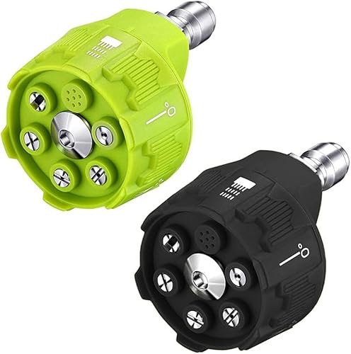 Ugello 6-in-1 Power Wash con attacco rapido 1/4 di pollice punta rotante per idropulitrice, angoli di spruzzo regolabili 0-40°, modalità sapone e risciacquo - Honorern