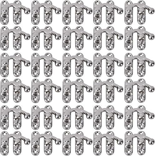 30 Pezzi Gancio di Chiusura a Braccio Oscillante, Antico Gancio Hasp Latch, per La Valigia della Cassetta dei Gioielli del Gabinetto della Cassetta Degli Attrezzi(3,2x2,8cm)(Gancio destro dorato) - Honorern