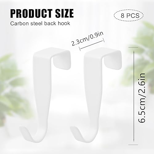 8 Pezzi Ganci Sopra la Porta, Ganci Appendiabiti Acciaio Inossidabile, Ganci Organizer Antiruggine con Forte Capacità Portante per Porte Armadio e Porte Stanza (Bianco) - Honorern