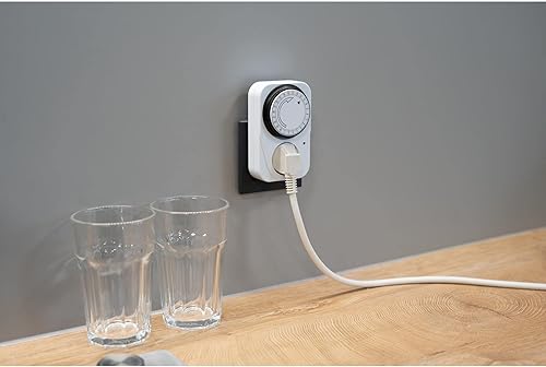 Unitec Timer giornaliero analogico, per interni/Distanza regolabile di 15 minuti/bianco-nero - Honorern