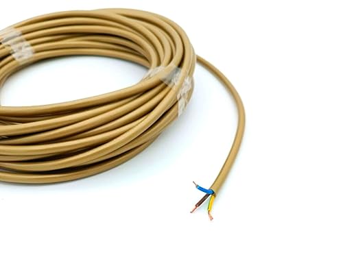 Cavo dorato oro 3 poli 3x0,50mm per lumi e lampadari stile antichizzato [Matassa 10mt] - Honorern