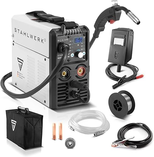 Saldatrice STAHLWERK MIG MAG 160 M IGBT Unità combinata 5 in 1 completamente sinergica con 160 Amp reali e 2 rulli di azionamento/filo animato, MIG MAG, ARC MMA, Lift TIG - Honorern