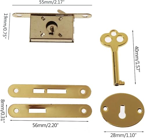 Serrature per cassetti in Metallo Antico Serrature Decorative per mobili con Chiave per cassetti, Armadio, Scatola di Legno per Gioielli, armadietto - Honorern
