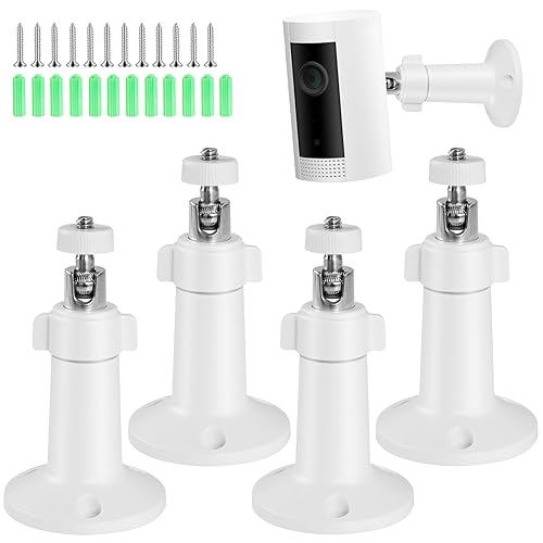 4 Pezzi Supporto da Parete per Fotocamera ad Anello,Supporti Regolabili Compatibili con Arlo Pro, Arlo Ultra,Ring Stick Up Cam Battery/Plug In/Pro/Elite con Vite da 1/4 - Honorern
