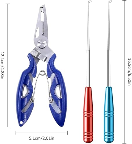 Pinza Pesca,Forbici da Pesca,Pesca Slamatura,Acciaio Inox Rimuovere Gancio Strumento,Pinza da Pesca Multifunzionale,Strumento Portatile per la Rimozione degli Ami da Pesca 3 Pezzi Tokaneit - Honorern