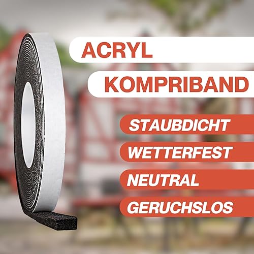 Nastro compresso lungo 5,6 m | 30/6 antracite | espandibile da 6 a 30 mm | larghezza rotolo 30 mm | acrilico 300 | nastro sigillante per fughe nastro di compressione nastro adesivo nastro sigillante - Honorern