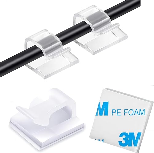 Supporto per cavi, 50 pezzi, autoadesivo, da parete, per cavi, fissaggio a parete (nero) - Honorern