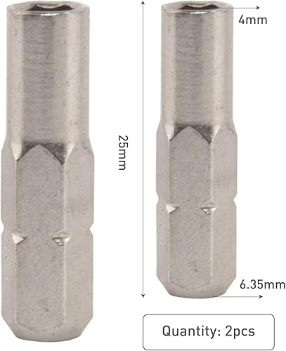 2 Inserti Per Cacciavite Esagonali, Adattatore Bit Da 1/4' Nichelato Magnetico, Convertitore Esagonale 6,35 mm a 4 mm, Manico Da 6,35 mm - Honorern