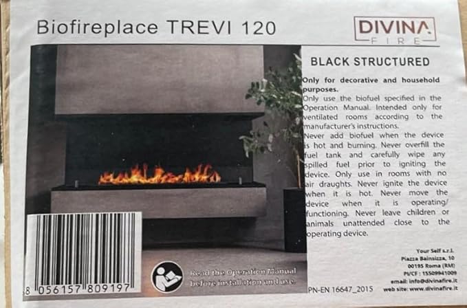 Camino a bioetanolo da Incasso Trifacciale biocamino a 3 Lati Aperti 120x50 Trevi 120 - Honorern