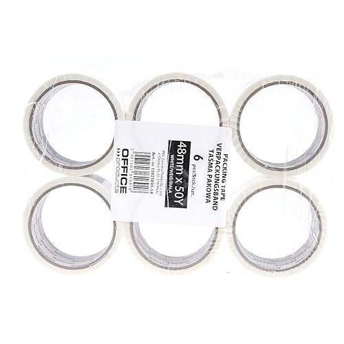 Products 15025031-02 - Nastro adesivo per imballaggio, 6 rotoli, larghezza 48 mm x lunghezza 46 m, in polipropilene, con adesivo acrilico, nastro per imballaggio, pacchi - Honorern