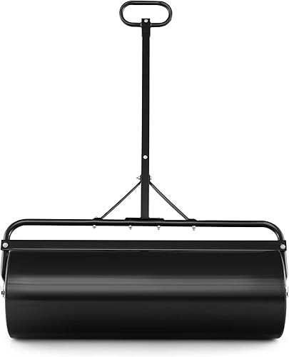 63L Rullo per Prato 90cm, Rullo per Giardino con Manico Regolabile e Protezione dalla Sporcizia, Rullo per Prato Riempibile con Acqua e Sabbia, Rullo per Prato 2 in 1 (Nero) - Honorern