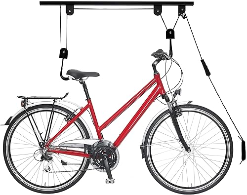 Relaxdays Portabici da Soffitto Fino a 20 kg, Appendi Bicicletta con Catenella, Garage & Cantina, Ganci Salvaspazio,Nero - Honorern