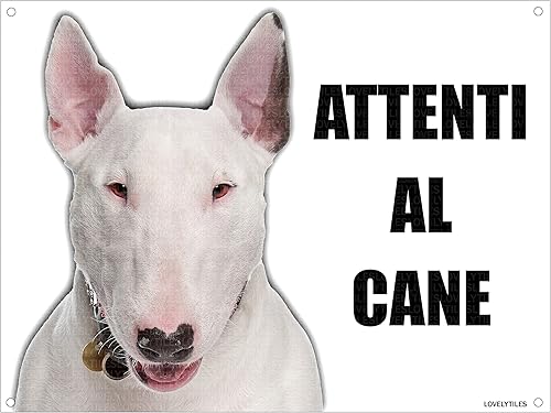 BULL TERRIER attenti al cane mod 1 TARGA cartello IN METALLO (15X20) - Honorern