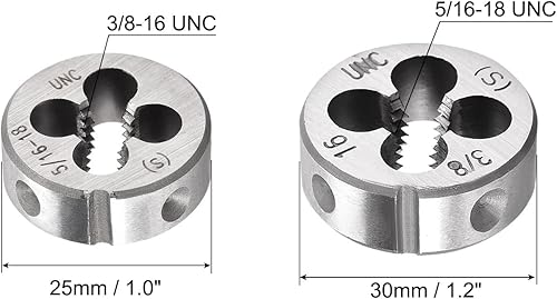 3/8-16 e 5/16-18 UNC Rotondo Matrice Set, Macchina Filo Mano Destra Filettatura Matrice, Lega Utensile Acciaio 2pz - Honorern