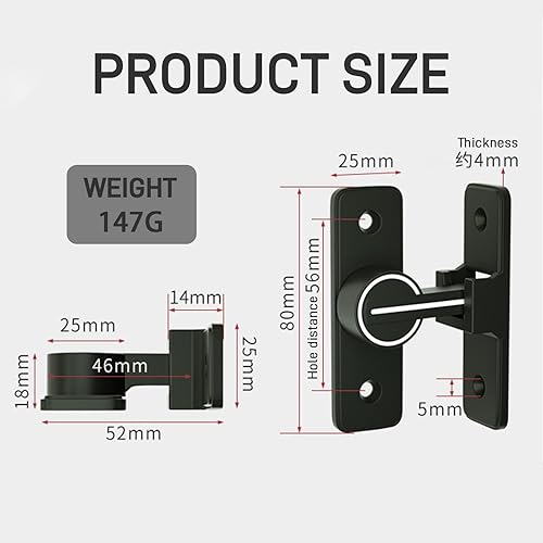 Serratura per Porta Scorrevole Illuminata, 90 Gradi Serrature di Sicurezza Fibbia Angolo Retto, Fibbie Antifurto per Porte di Stanze, Bagni, Porte Scorrevoli - Honorern