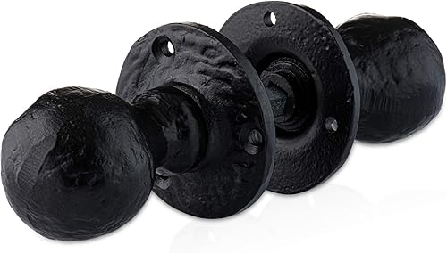 Pomello a mortasa in ghisa nero antico da 63 mm, neri per porte interne e esterne, 1 paio - Honorern