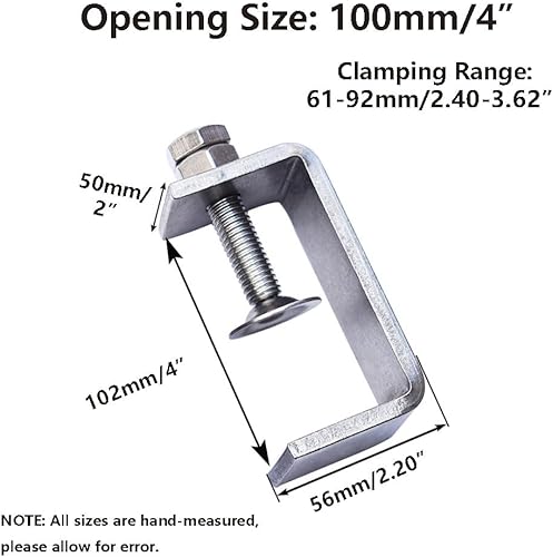 2 morsetti a C in acciaio inox 304, 80 mm, resistenti morsetti a C per lavorazione del legno fai da te, saldatura, mobili, fori tascabili - Honorern
