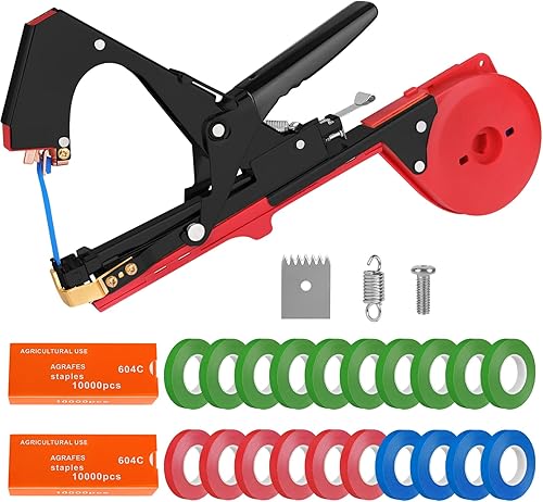 Pinze nere per piante, legante per piante, nastro per piante, piastre di manzo per giardino, legante per piante con 20.000 morsetti, 20 rotoli di nastro adesivo per piante - Honorern