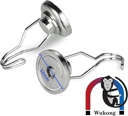 Wukong 6 Pezzi Ganci Magnetici Potente, 20mm Calamita Neodimio Ganci Altalena, 13KG(28LB) Calamite Piccole Rotonde, Gancio Magnetico per Cucina, Magazzino e Esterno - Honorern