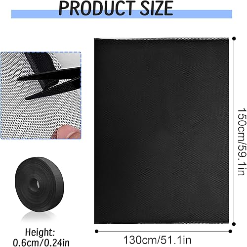 4 Pezzi Zanzariera per Finestra 130x150CM Tagliabile Zanzariera a Prova di Insetti Zanzariere per Finestra Anti-Zanzariera con 4 Rotoli Nastri Adesivi Adatta a qualsiasi Forma Della Finestra - Honorern