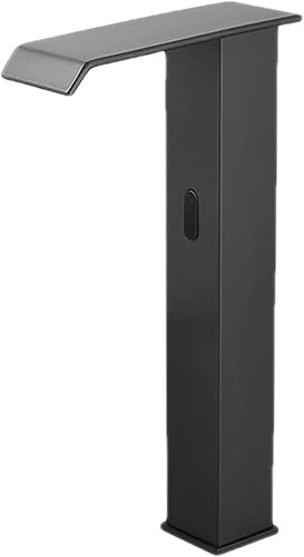 Rubinetti con Sensore Miscelatore Bagno Acqua Calda e Fredda Rubinetto Cascata Bagno Lavabo in Ottone Rubinetteria Bagno,Nero-A,Alto - Honorern