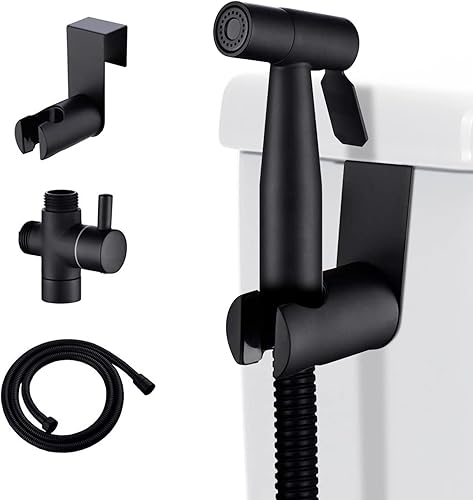 [LOSCHEN] Kit spray per bidet per WC, in acciaio inox, per bagno, igiene personale, bagno (nero) - Honorern