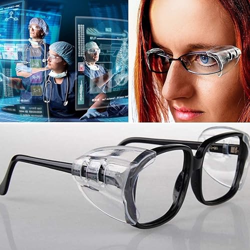 Protezioni Laterali per Occhiali,2 Paia Occhiali di Sicurezza Protezioni Laterali Scudo Trasparente Antiscivolo Slittamento Scudo in TPU per Occhiali da Piccoli a Medi - Honorern