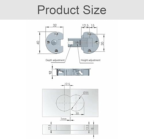 Cerniera per alette 3D-regolabile mobili montaggio a 90 gradi, 2 pezzi per alette di legno, cerniera per mobili da avvitare, supporto in acciaio nichelato - Cerniera per ante di mobili & vetrine - Honorern