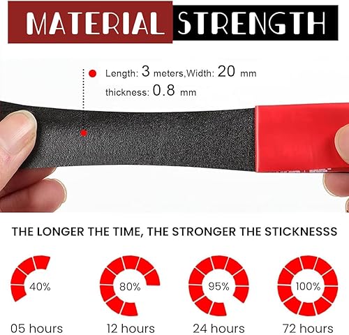 LICHUANUK 3M Nastro Biadesivo Extra Forte VHB 5952, Nero Biadesivo Adesivo, Resistenza All'acqua e Alle Alte Temperature, per Auto, Casa e Ufficio (20mm x 3m) - Honorern