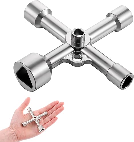 AOZUO Chiave a 4 vie, 5 dimensioni, triangolare, chiave per acqua, multifunzionale, per contatore del gas, per rubinetto, valvola, rubinetto, rubinetto, rubinetto, armadio, pannello idrante - Honorern