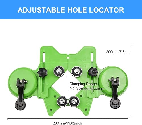 Guida per sega a tazza da 4 a 84 mm, per sega a tazza regolabile, per piastrelle e ceramica, piastrelle, vetro, marmo, porcellana (verde) - Honorern