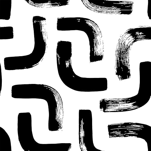 VaryFloral Carta da parati bianca e nera con pellicola adesiva e pellicola adesiva 30,5 cm x 300 cm, carta da parati astratta, acquerello bianco geometrico nero carta da parati adesiva in vinile - Honorern