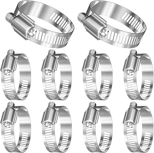 10 pezzi Fascette Stringitubo,Fascette stringitubo da in inox 19-29mm,fascette metalliche, Fascetta stringitubo regolabile,adatto per Tubi Gas, Acqua - Honorern