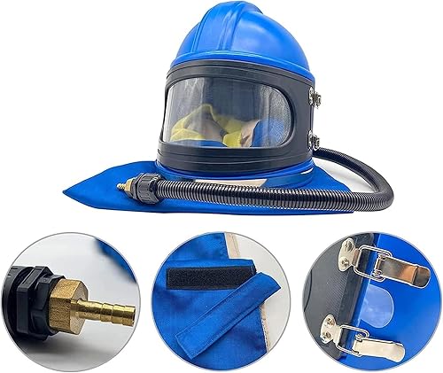 Casco per sabbiatura Casco sicuro per sabbiatura ad aria compressa con cappuccio protettivo per sabbiatura per spalla Dotato di termostato per sabbiatrice 10 PCS lenti esterne - Honorern