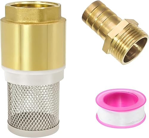 Valvola di Non Ritorno Acqua, 1' Filtro di Aspirazione in Otton, Filtro in Acciaio Inox, Ottone Valvola di Fondo, con Attacco Maschio da 1' e Nastro Grezzo, per Tubo Aspirazione, Pompa - Honorern