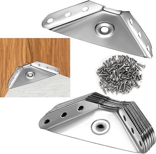 Staffe Angolari Grande Angolari Metallo Per Legno Supporti Triangolari a Forma di Angolo Squadrette Triangolari Connettori Angolari Con Viti 20 Pezzi - Honorern