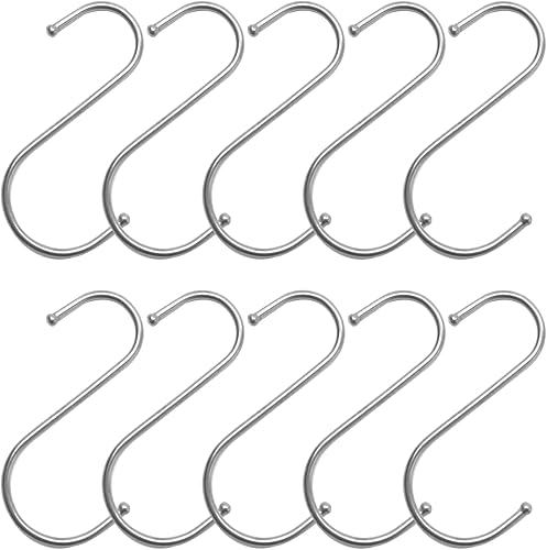 Set di 10 ganci in acciaio inossidabile a forma di S, gancio da cucina a S, ganci multifunzionali a forma di S, per cucina, bagno e camera da letto - Honorern