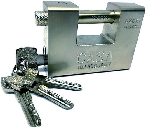 Lucchetto catenaccio antiscasso a baionetta 94mm per cancelli serrande 4 chiavi - Honorern