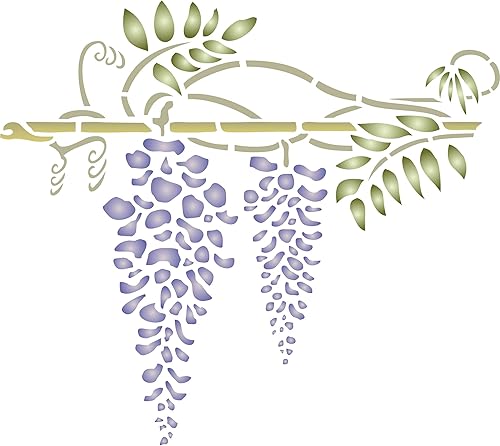 Stencil floreale da parete a forma di glicine, riutilizzabile L - Honorern