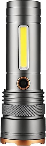 Torcia a LED in alluminio, estremamente luminosa, ricaricabile USB-C, mini torcia zoomabile con 4 modalità di luce, impermeabile e utilizzabile anche come power bank, perfetta per campeggio, - Honorern