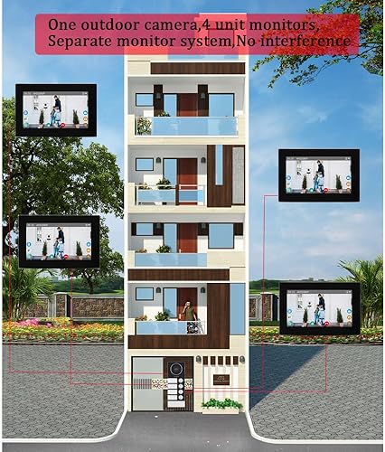 Sistema di videocitofono dell'appartamento cablato, 4 unità 7 pollici Touch Monitor, 3 in 1 sblocco, Dual Way Intercom Tuya per la casa Vally (bianco) - Honorern