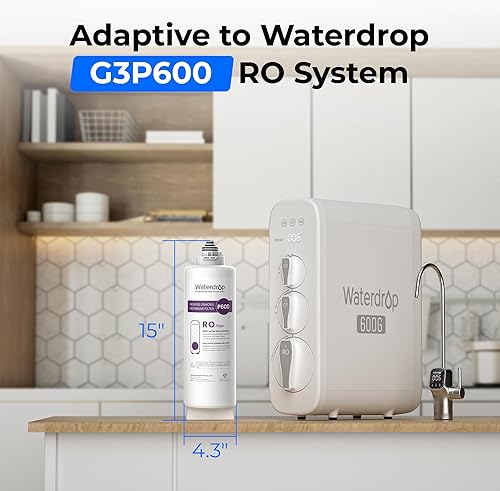Waterdrop Filtro WD-G3P600-RO, certificado NSF, repuesto para sistema de ósmosis inversa WD-G3P600, 2 años de vida útil - Honorern