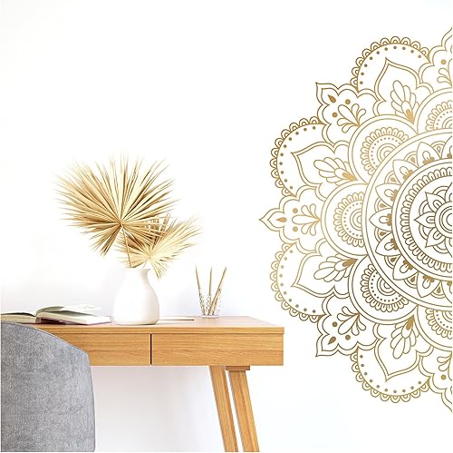 Grandora W5590 - Adesivo da parete per soggiorno, motivo mandala, 75 x 38 cm, colore: oro - Honorern