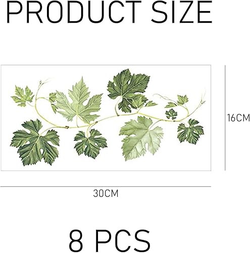 8 adesivi da parete con foglie di piante verdi, adesivi da parete con foglie verdi, adesivi da parete con foglie verdi, adesivi da parete creativi, decorazioni per la stanza - Honorern