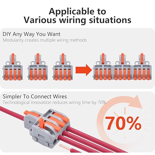14 Pezzi Morsettiere Elettriche, 1 Filo 4 Entrate Connettori Elettrici Compatto Con Leva, Combinazione Gratuita Di Terminali, [0,2-4mm²] - Honorern