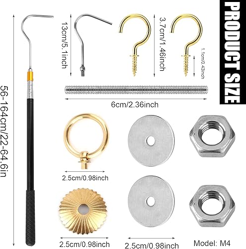 Kit Sistema Discesa Scala, Pratico Kit Sistema Discesa Scala Soffitta con Tirante Retrattile Fino a 164cm con Gancio M4 Vite Dado Kit Sistema Discesa Scala Soffitta Accessori Scala Soffitta - Honorern