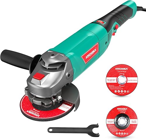 Smerigliatrice Angolare 1200W, HYCHIKA Mototroncatrice 3000-10000RPM con 6 Velocità, 5 Mole da 125 mm, Perfetta per Levigare e Lucidare - Honorern