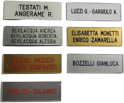 TARGA TARGHETTA citofono 3 RIGHI 1,5x5,5 cm spesso 1mm circa PLASTICA scegli colori INCISIONE COMPRESA stampatello FUORIPORTA 1 portachiavi AMULETI - Honorern