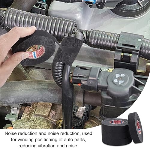 Nastro adesivo isolante nero, 4 rotoli, nastro di tessuto automobilistico resistente al calore, nastro di cablaggio per elettricista, cavi per auto, moto, motore, 19 mm x 15 m - Honorern