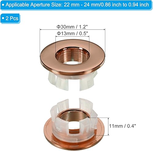 Trabocco Anello 2pz Lavello Rotondo Copertura Lavabo Rivestimento Ottone Inserto Foro Rotondo Tappi per Cucina Bagno Rosa Oro - Honorern
